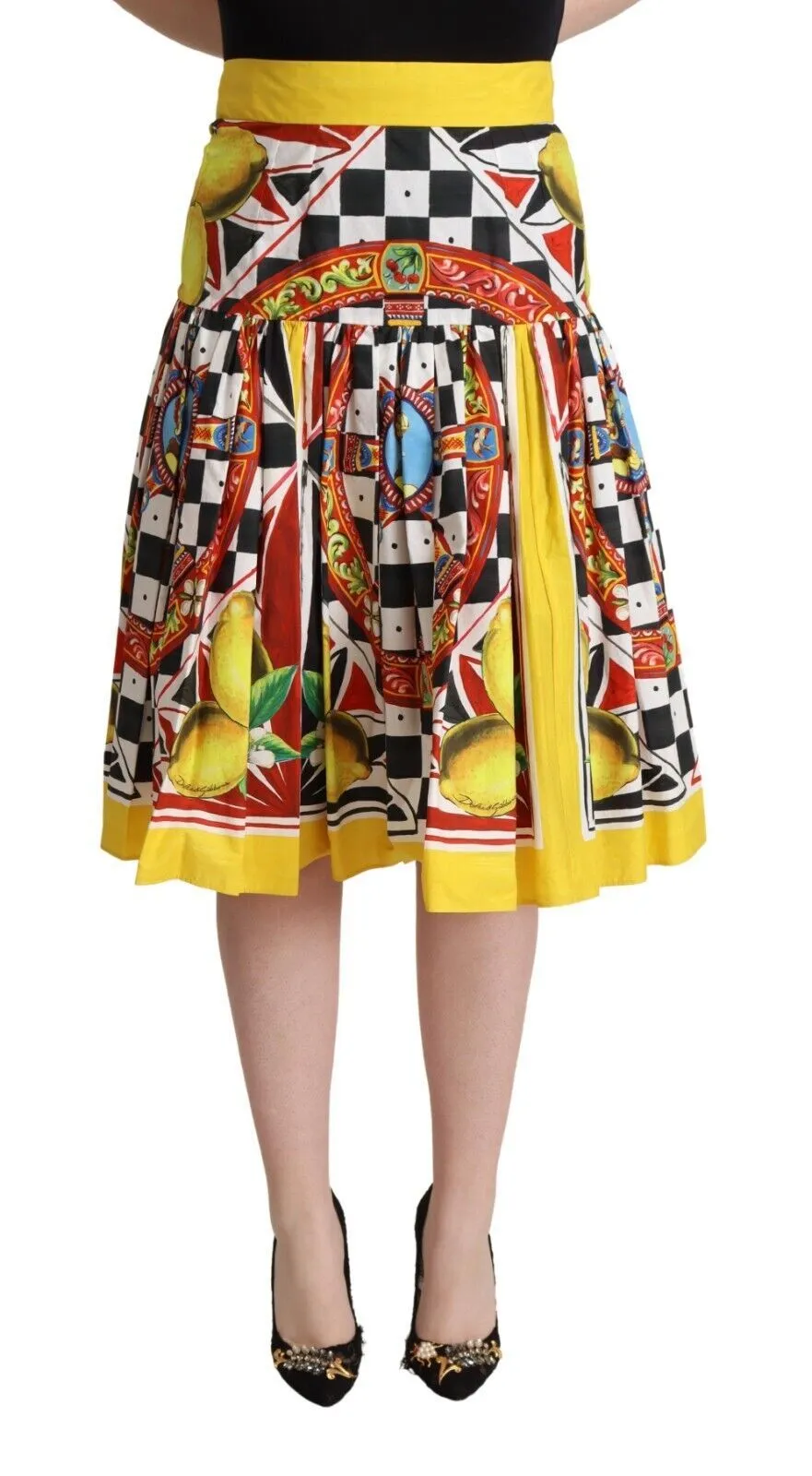 Dolce & Gabbana Women's Vibrant Carretto Pleated A-Line Midi Skirt