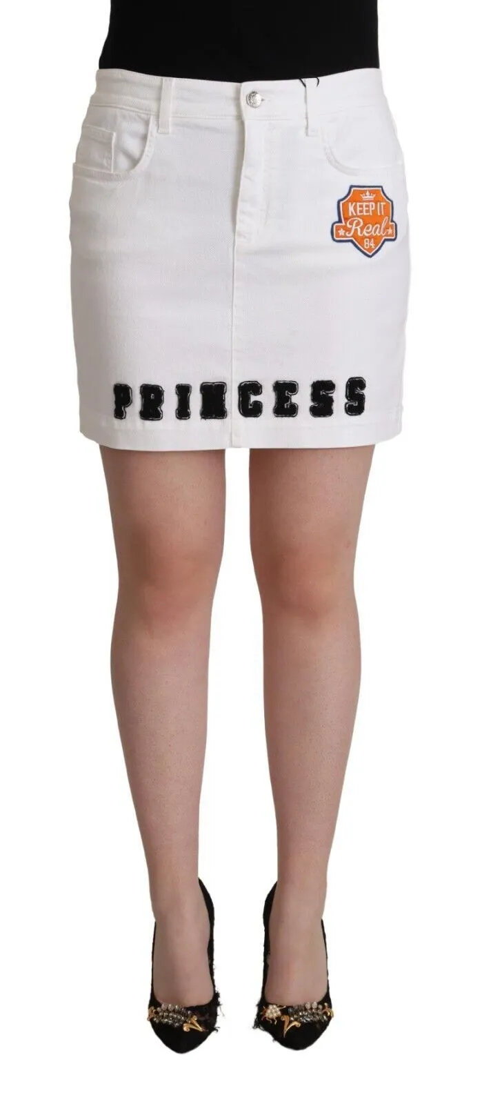 Dolce & Gabbana Women's Chic Embellished White Denim Mini Skirt