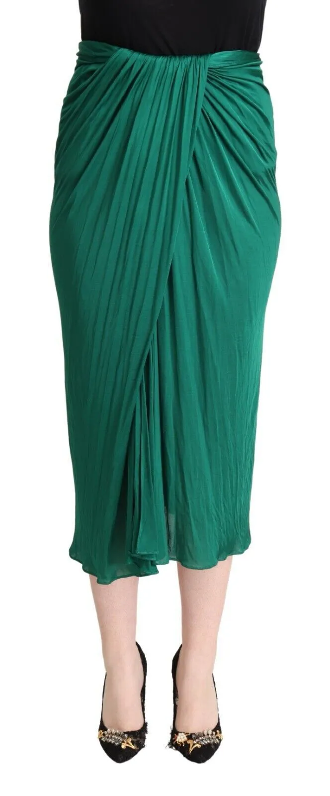 Dolce & Gabbana Women's Elegant Pleated High Waist Midi Skirt