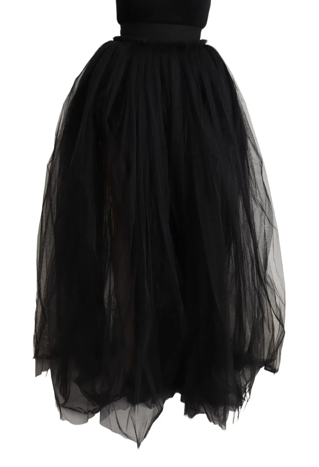 Dolce & Gabbana Women's Elegant Black Tulle A-Line Floor-Length Skirt