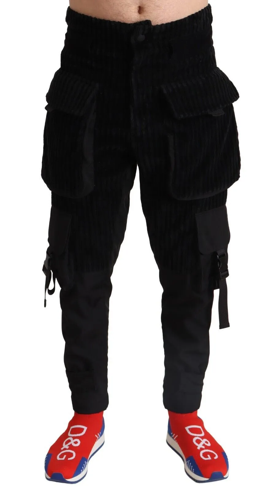 Dolce & Gabbana Men's Elegant Black Cargo Corduroy Pants