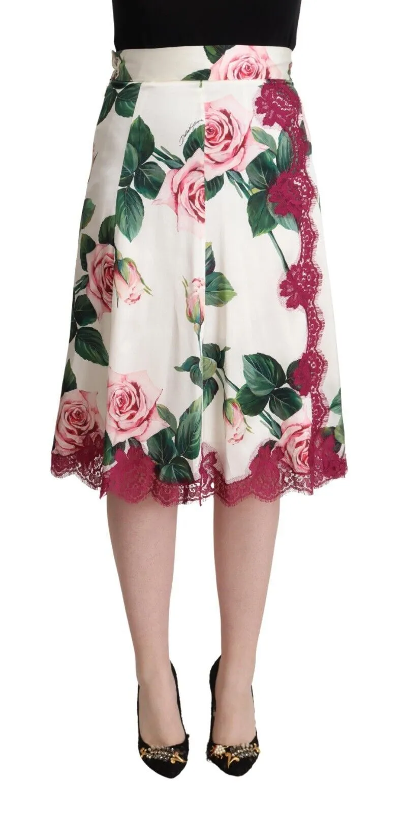 Dolce & Gabbana Women's Elegant Floral A-Line Midi Skirt