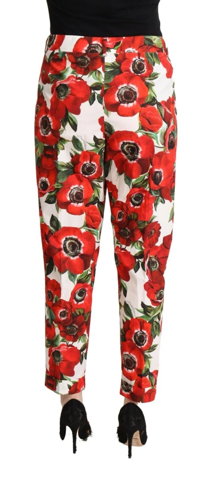 Dolce & Gabbana Women's Chic Anemone Printed Tapered Cotton Pants