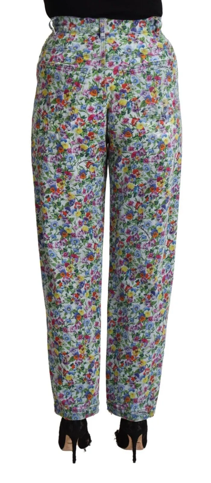 Dolce & Gabbana Women's Floral High Waisted Tapered Denim Jeans