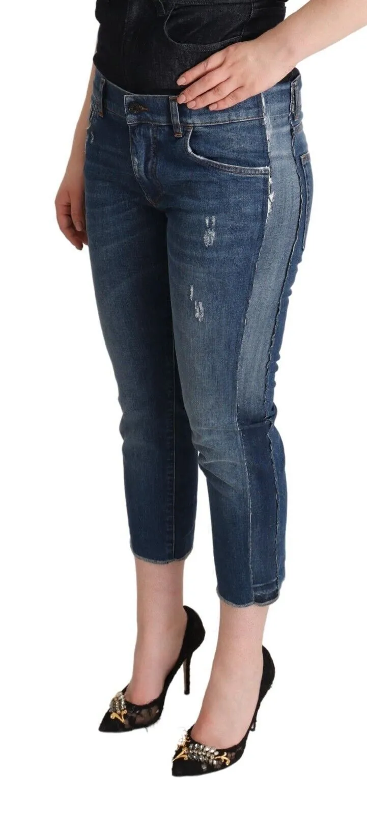 Dolce & Gabbana Women's Elegant Mid-Waist Cropped Denim