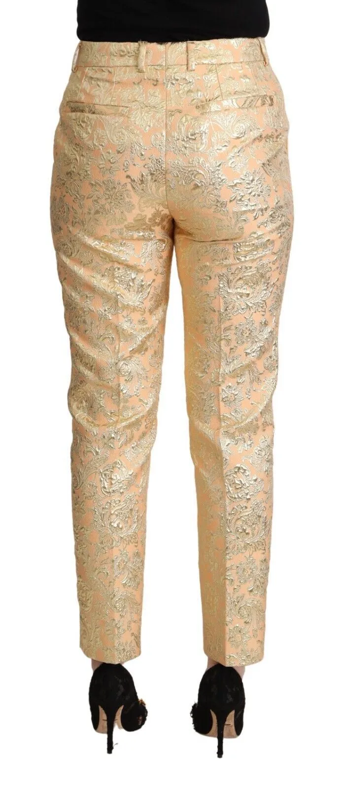 Dolce & Gabbana Women's Elegant High-Waisted Pink Brocade Pants