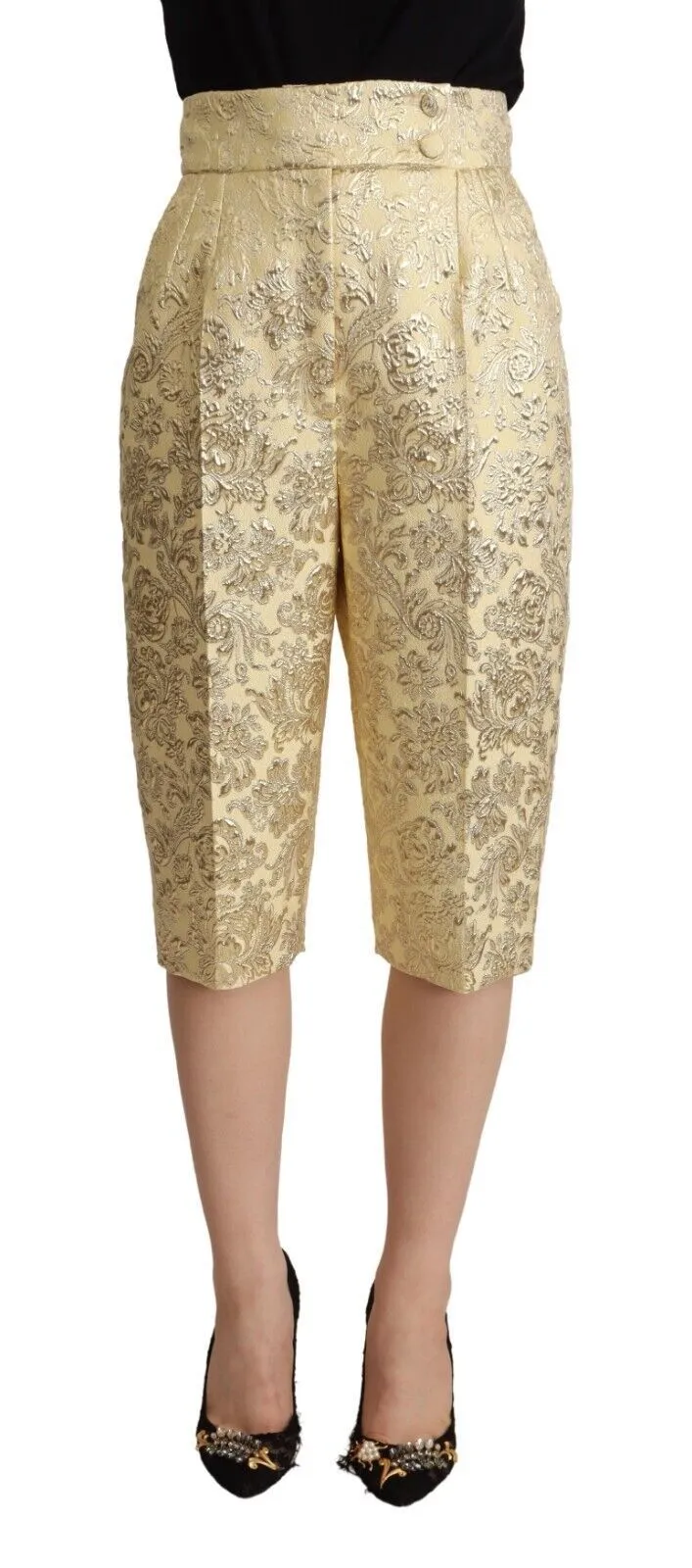 Dolce & Gabbana Women's Elegant Beige High-Waisted Cropped Pants
