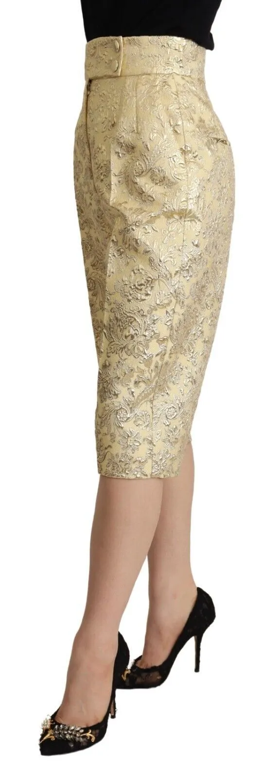 Dolce & Gabbana Women's Elegant Beige High-Waisted Cropped Pants