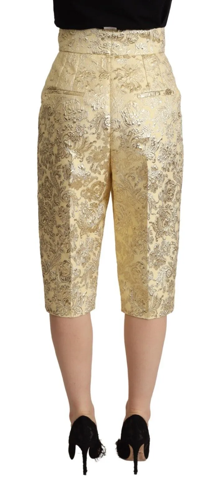 Dolce & Gabbana Women's Elegant Beige High-Waisted Cropped Pants