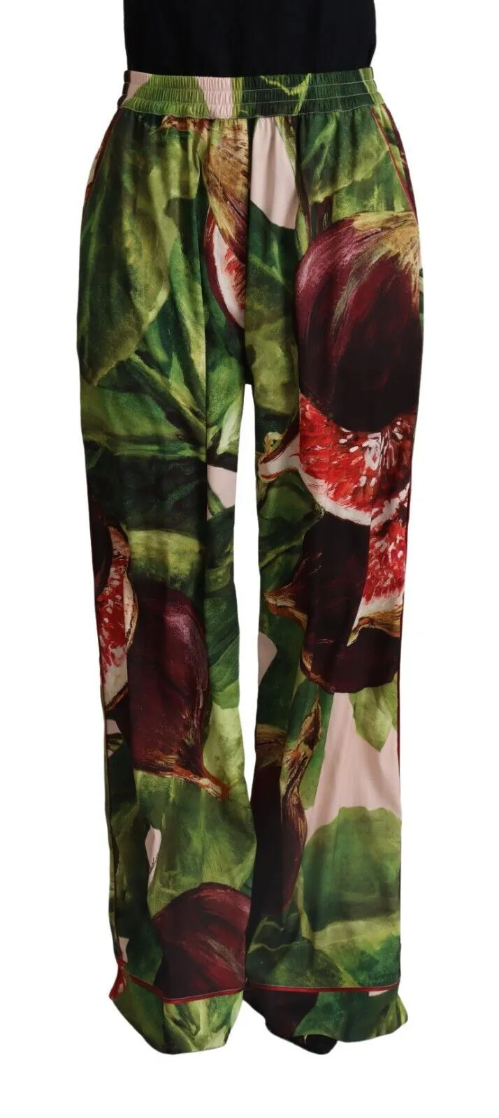 Dolce & Gabbana Women's Elegant Wide Leg Figue Print Pants