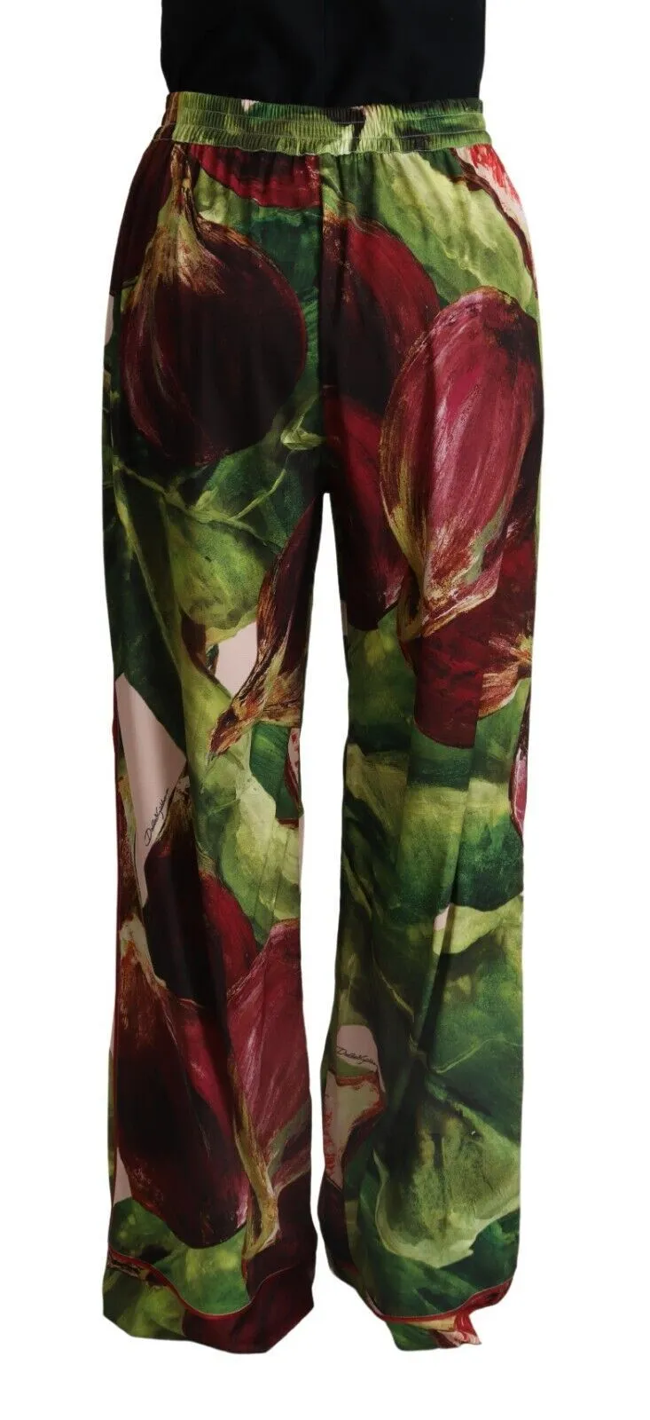 Dolce & Gabbana Women's Elegant Wide Leg Figue Print Pants