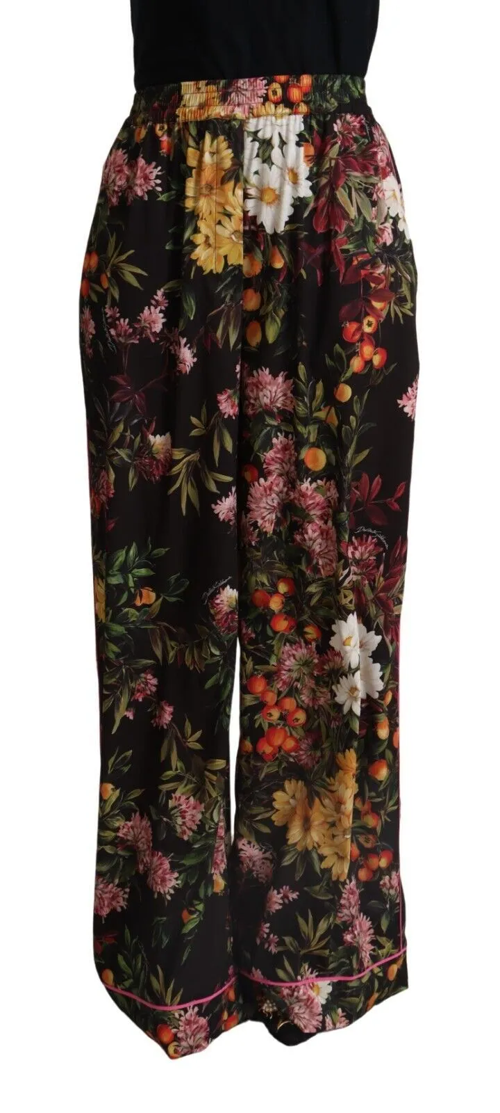 Dolce & Gabbana Women's Elegant Floral Wide Leg Pants