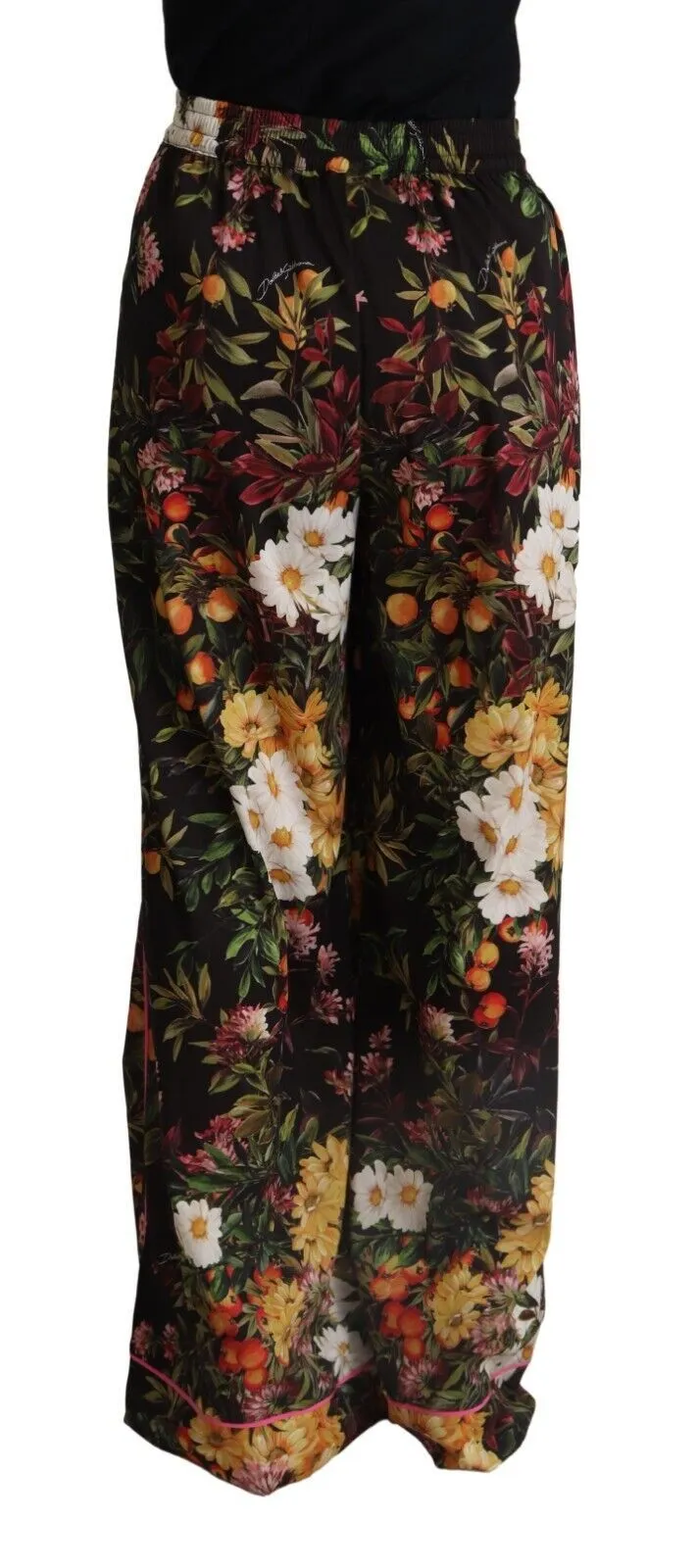 Dolce & Gabbana Women's Elegant Floral Wide Leg Pants