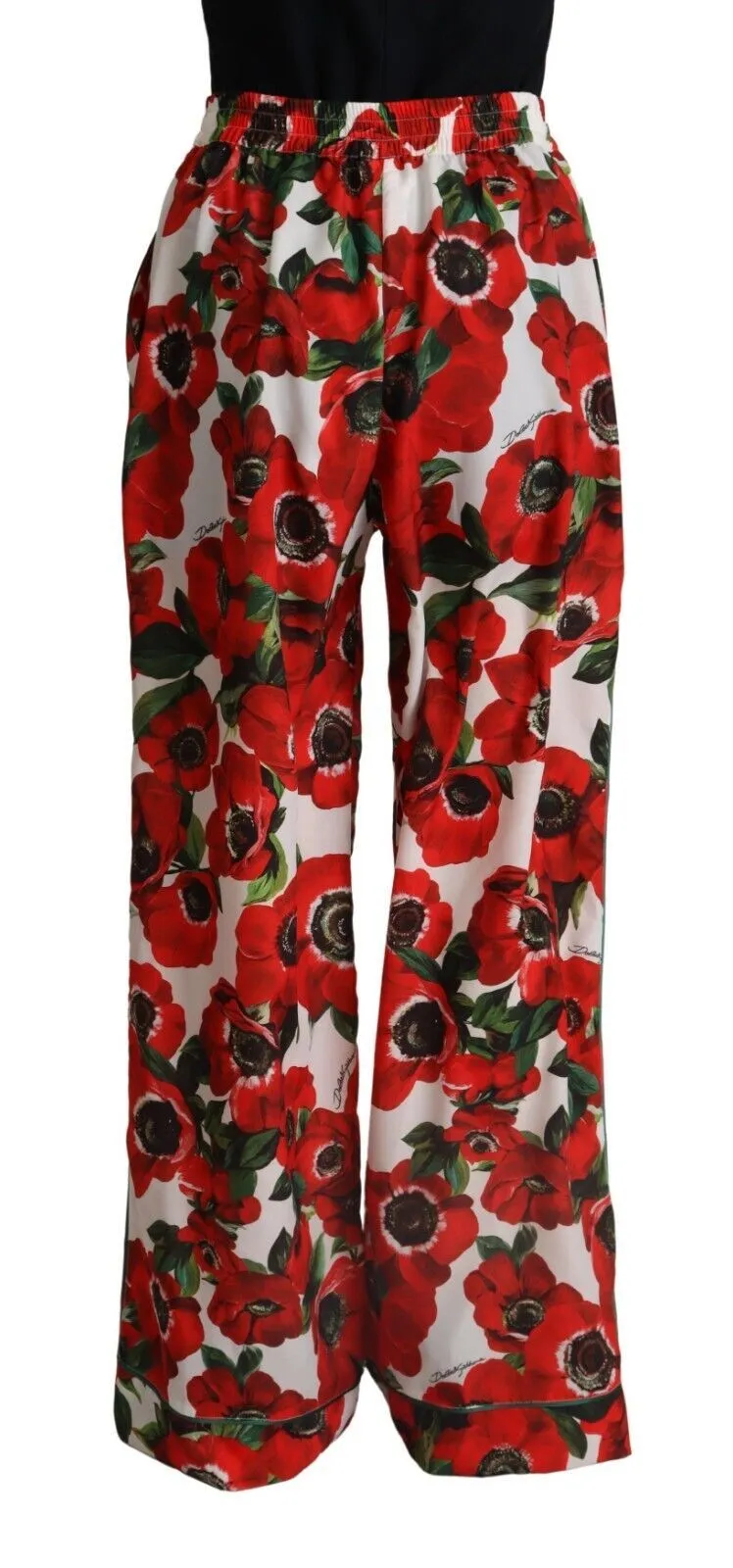 Dolce & Gabbana Women's Elegant Anemone Print Wide Leg Pants