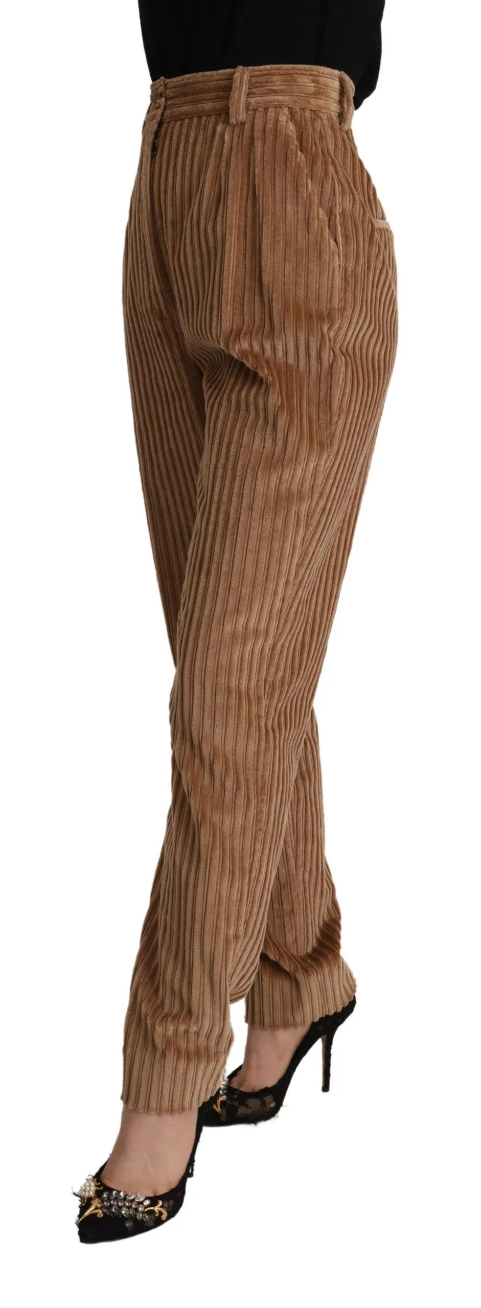 Dolce & Gabbana Women's Elegant High-Waisted Tapered Corduroy Pants