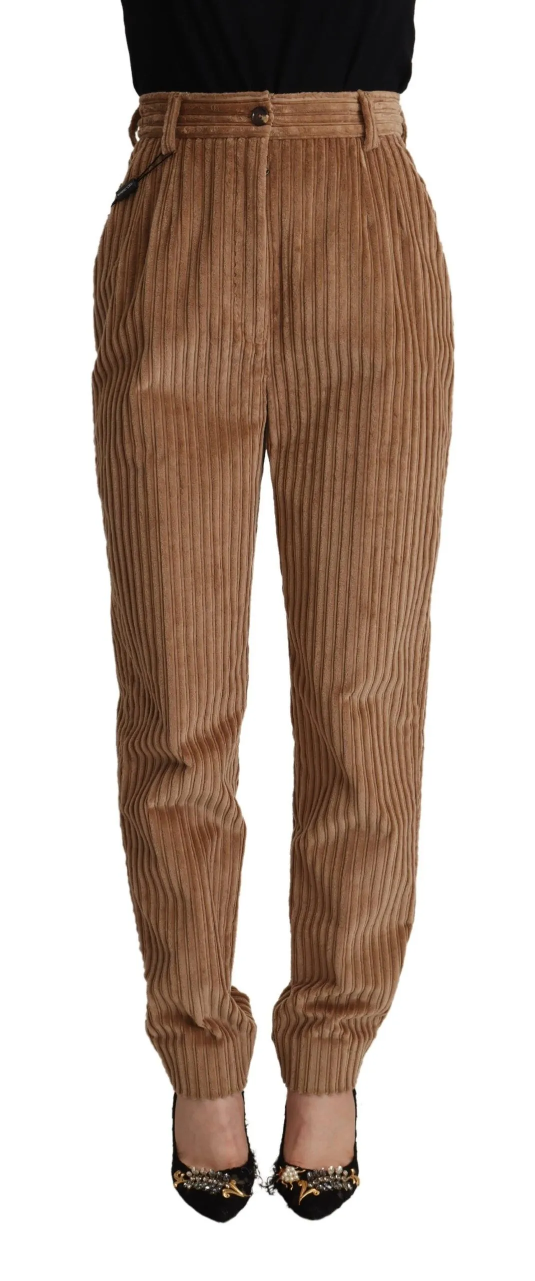 Dolce & Gabbana Women's Elegant High-Waisted Tapered Corduroy Pants