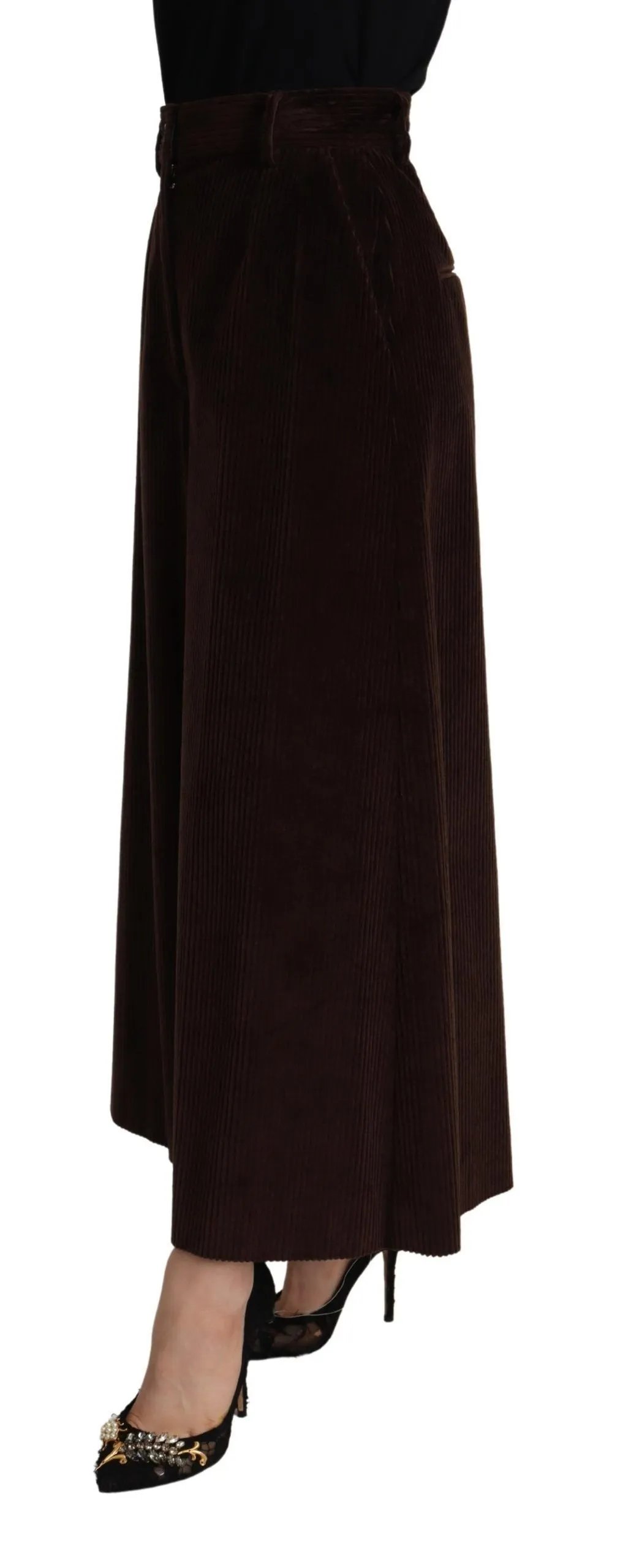 Dolce & Gabbana Women's Chic Bordeaux High-Waisted Corduroy Pants