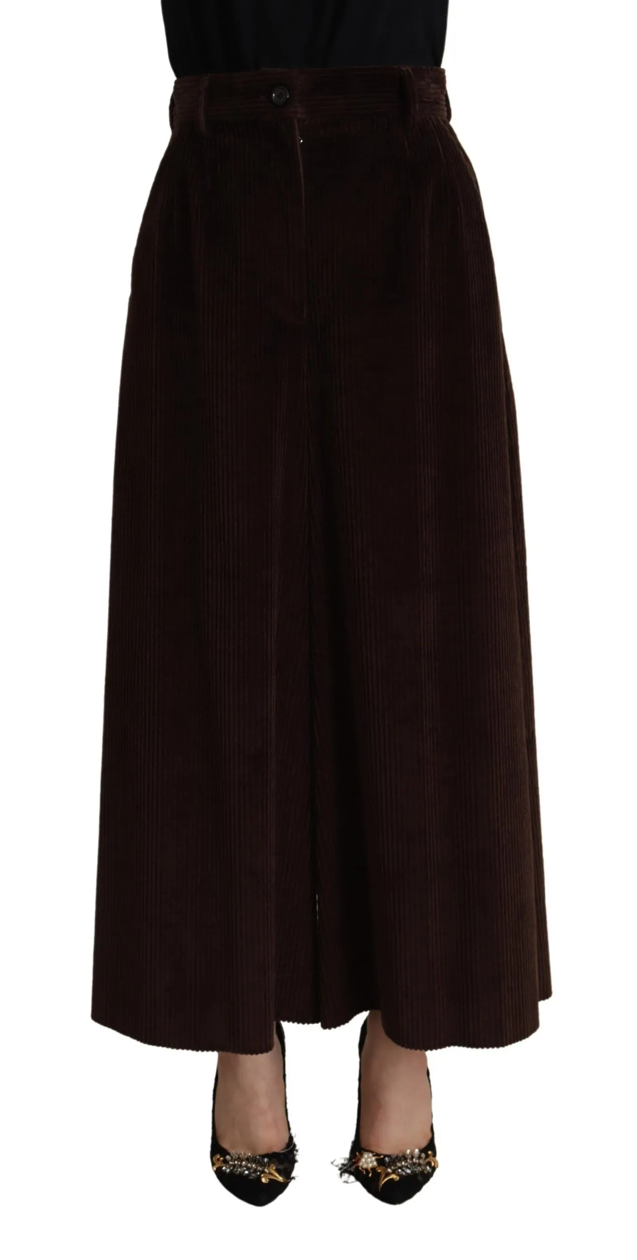 Dolce & Gabbana Women's Chic Bordeaux High-Waisted Corduroy Pants