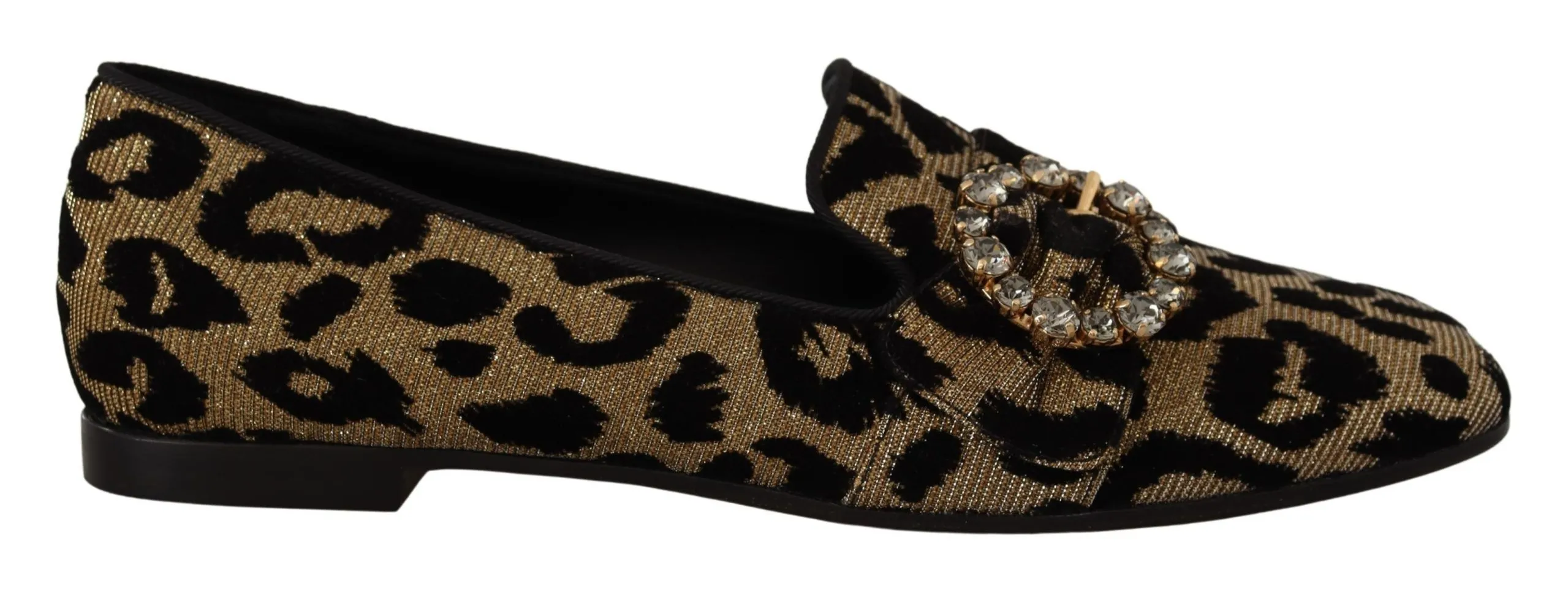 Dolce & Gabbana Women's Elegant Leopard Crystal Gem Loafers