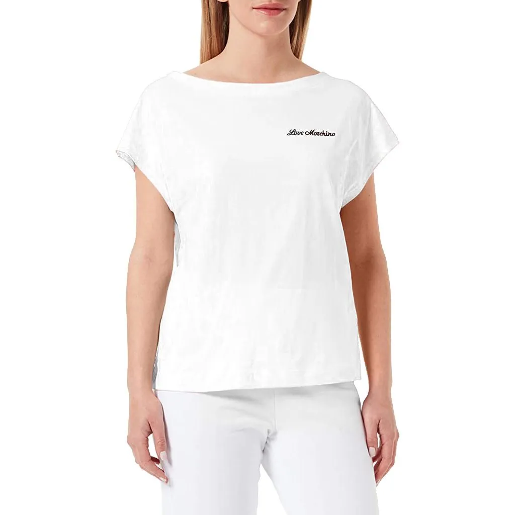 Love Moschino Women's Chic Embroidered Heart Cotton Tee