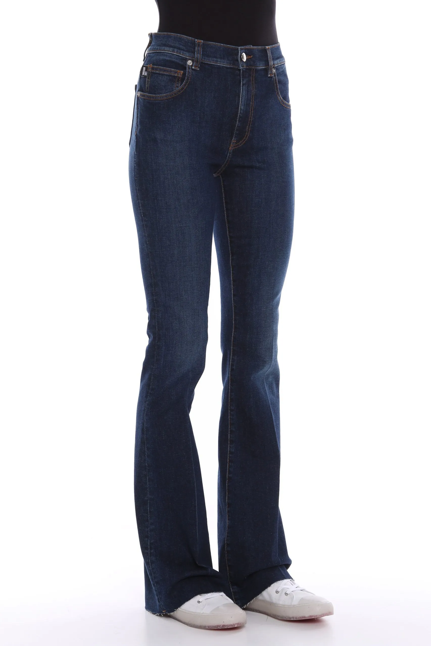 Love Moschino Women's Dark Blue Cotton Women's Bell-Bottom Jean
