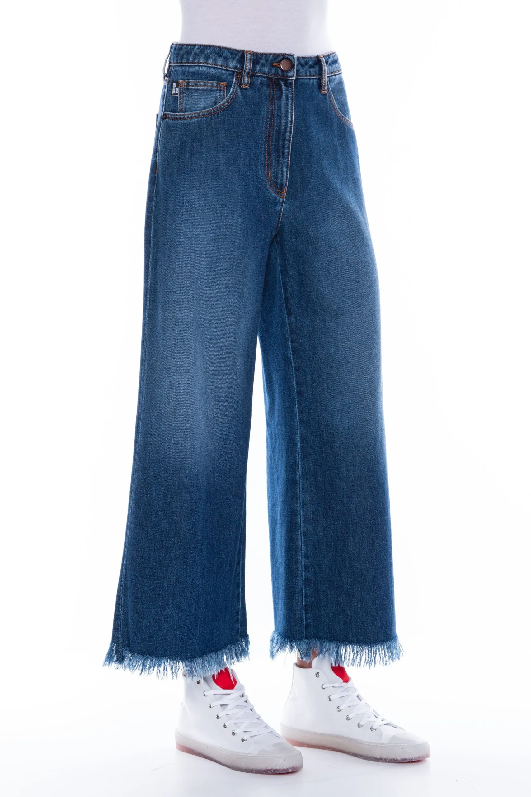 Love Moschino Blue Cotton Women Baggy Jean