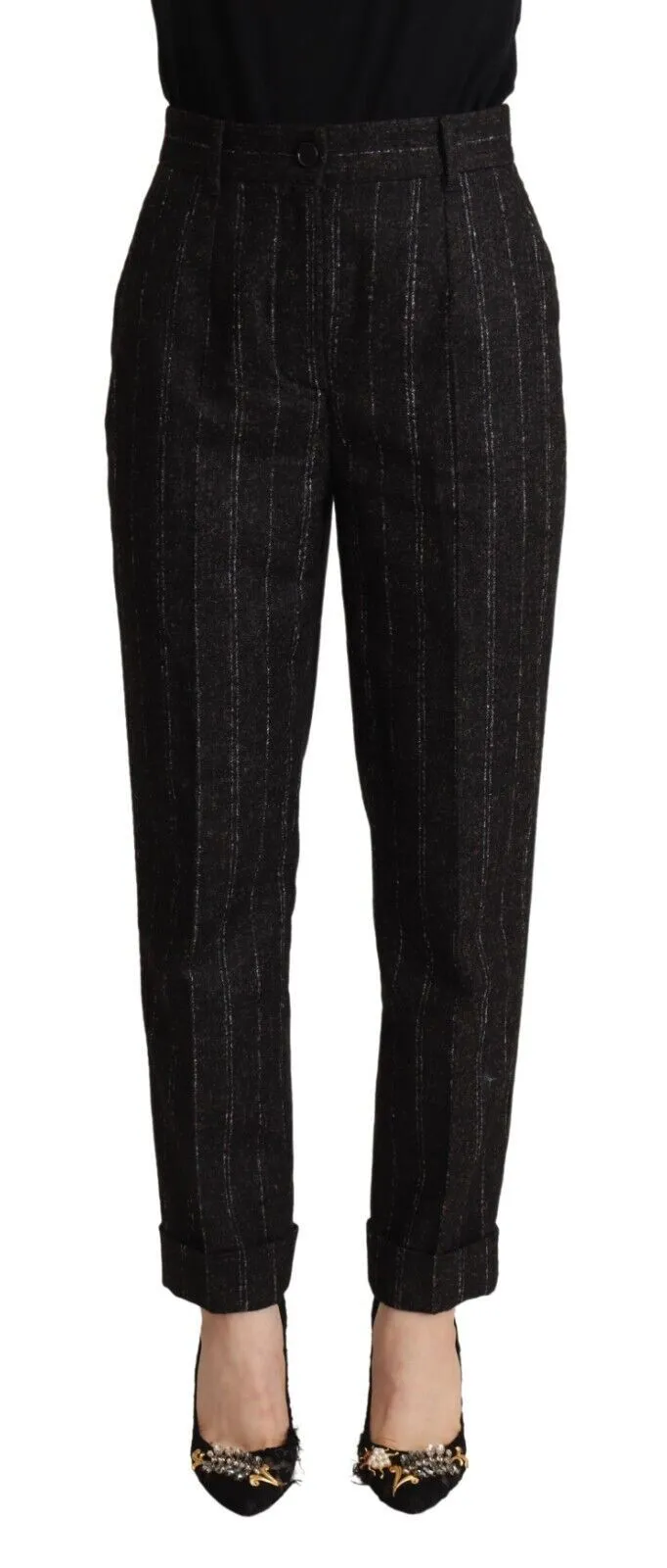 Dolce & Gabbana Women's Elegant High-Waisted Striped Tapered Pants