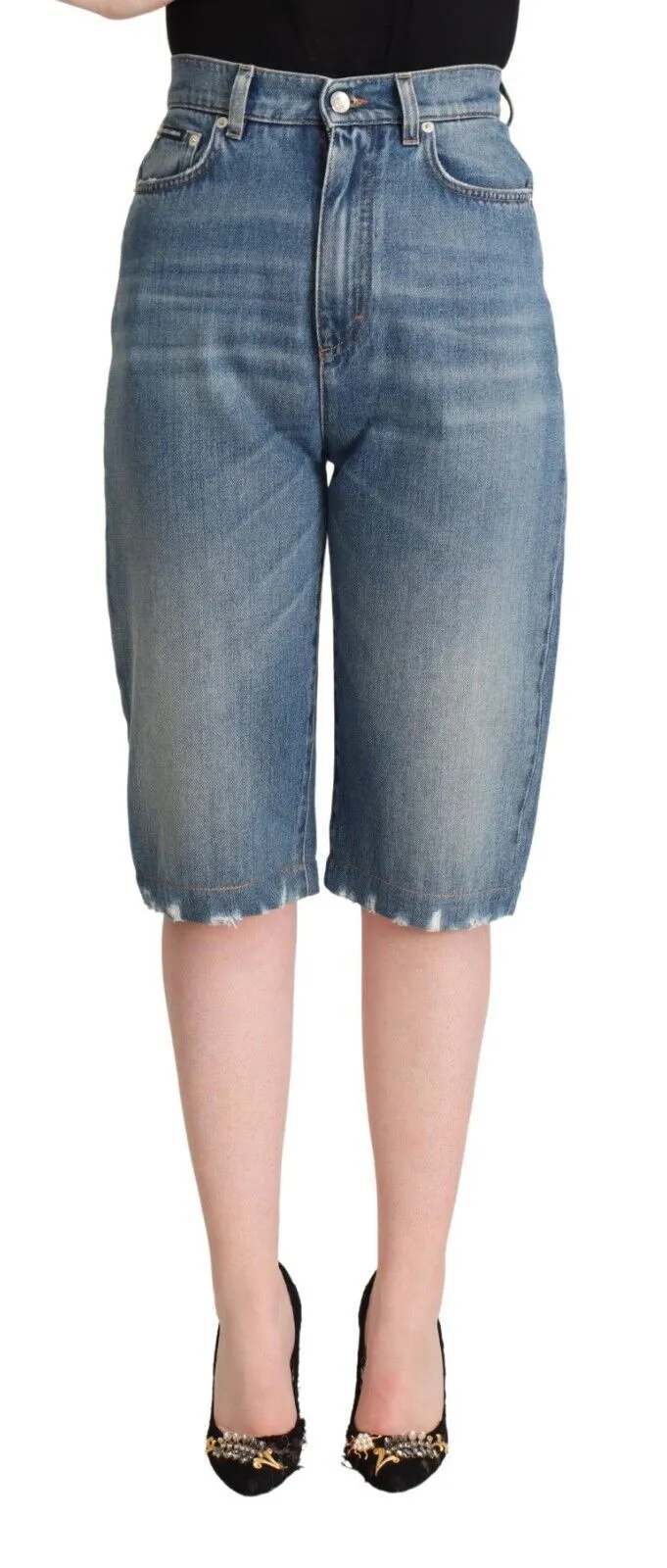 Dolce & Gabbana Women's High-Waisted Italian Cropped Denim Jeans