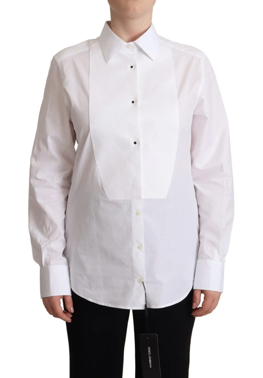 Dolce & Gabbana Women's Elegant White Poplin Dress Shirt