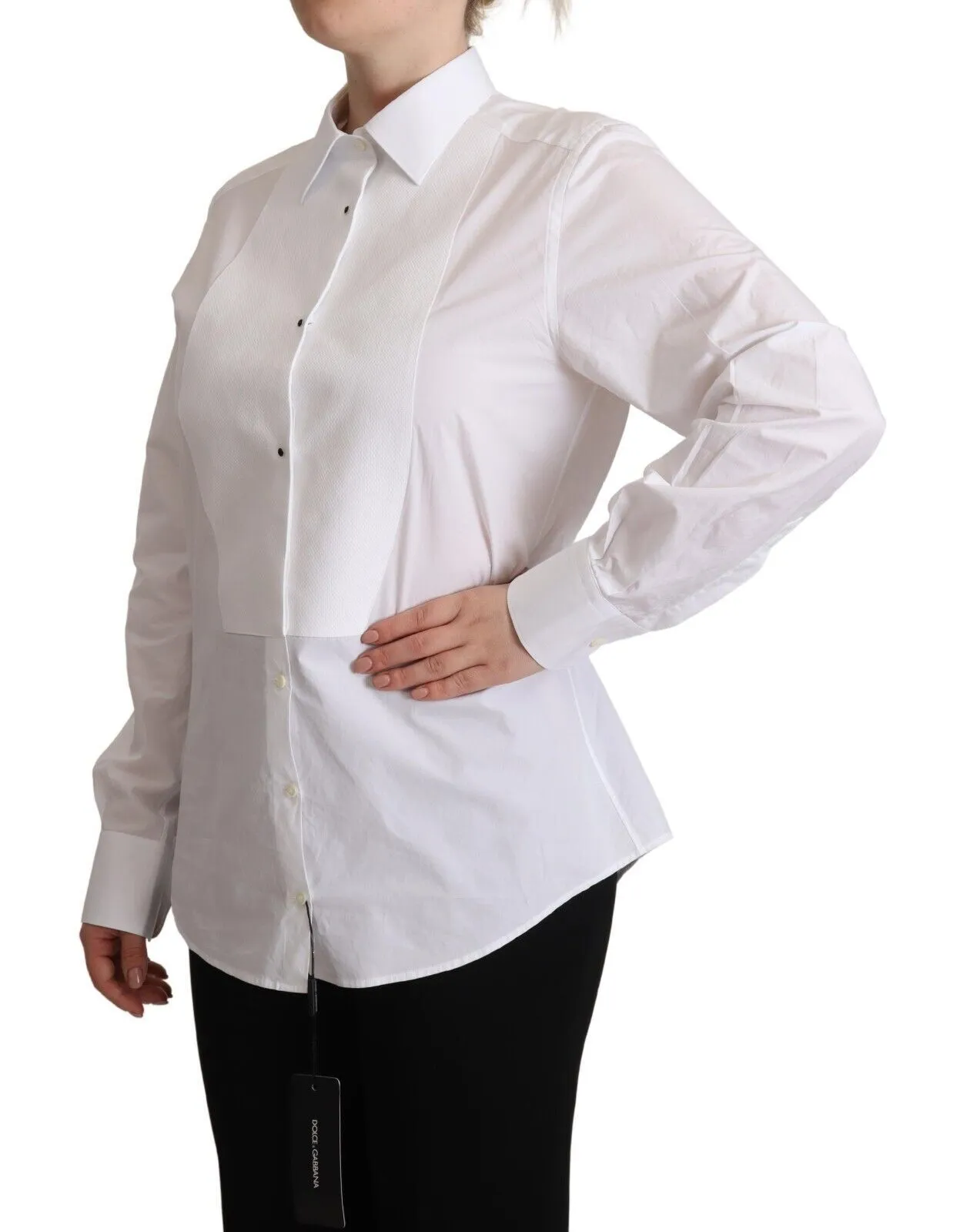 Dolce & Gabbana Women's Elegant White Poplin Dress Shirt