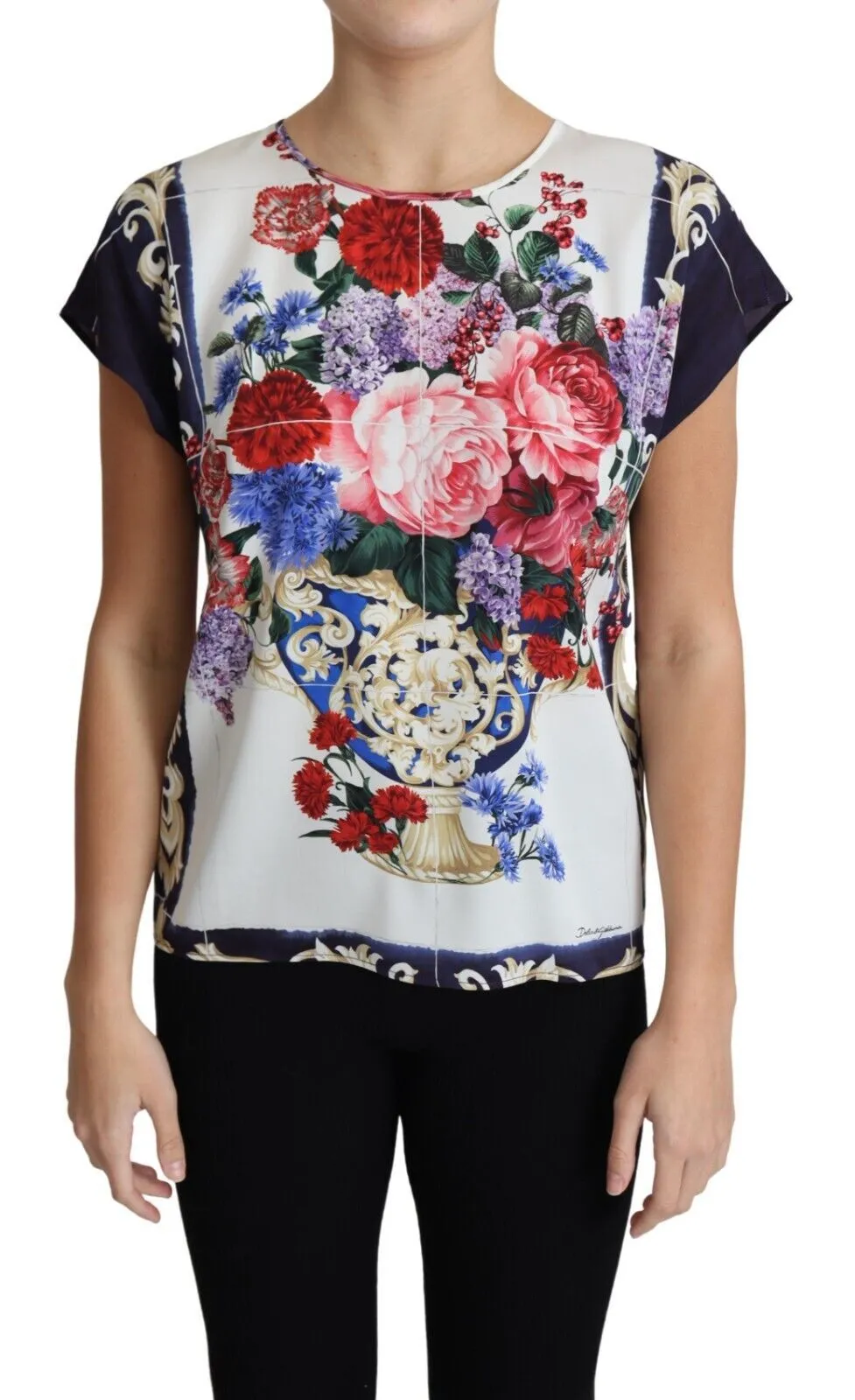 Dolce & Gabbana Women's Elegant Silk Blend Floral Print Blouse