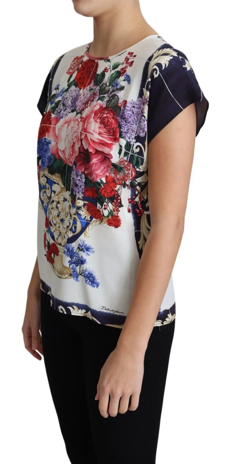 Dolce & Gabbana Women's Elegant Silk Blend Floral Print Blouse