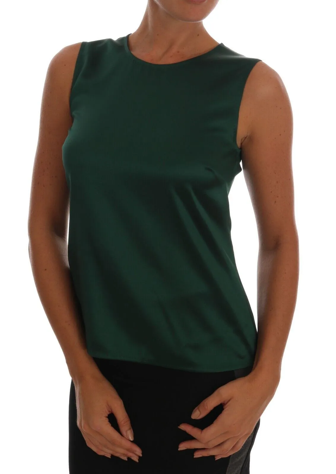 Dolce & Gabbana Women's Sleeveless Silk Top in Dark Green