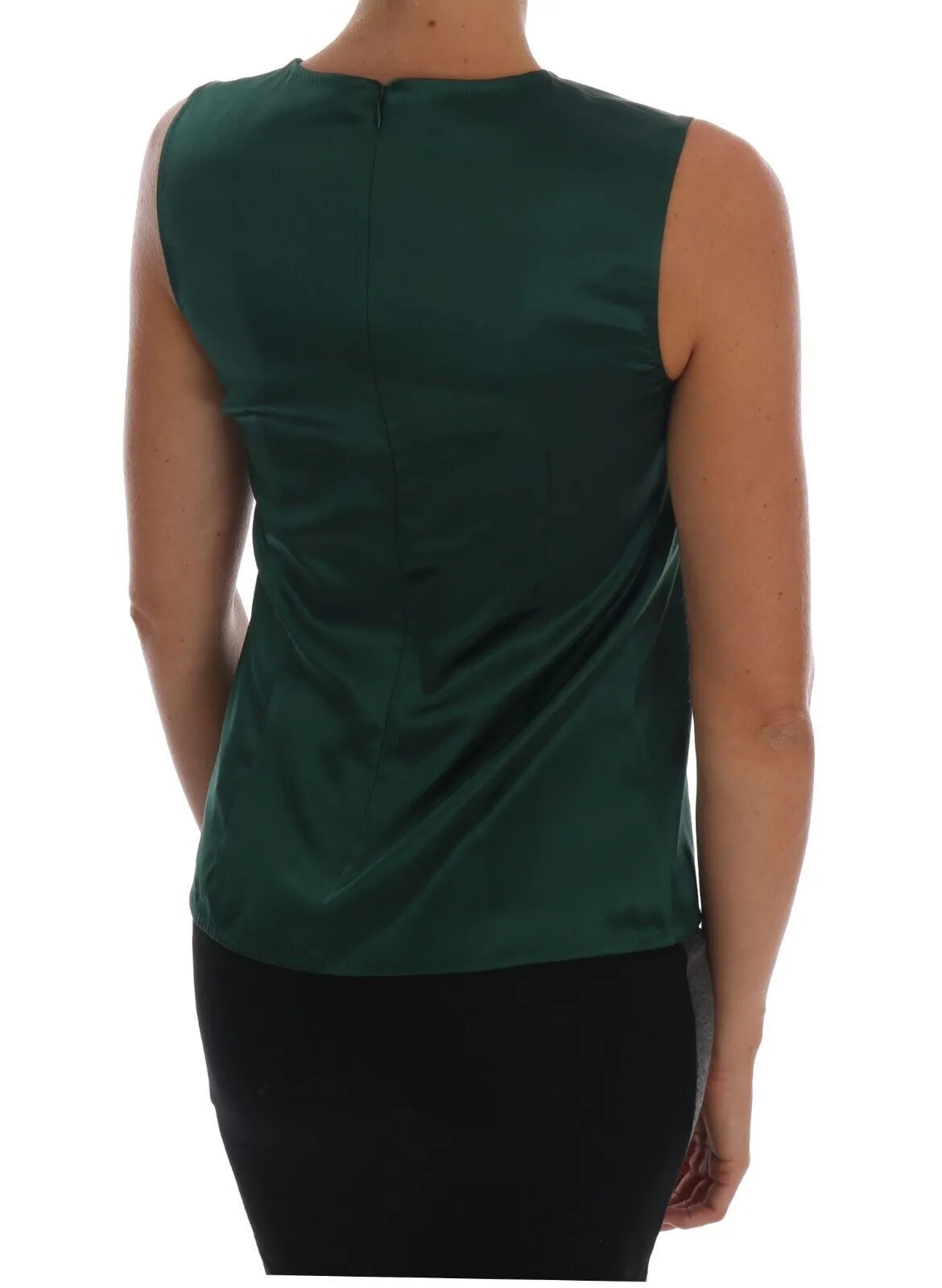 Dolce & Gabbana Women's Sleeveless Silk Top in Dark Green