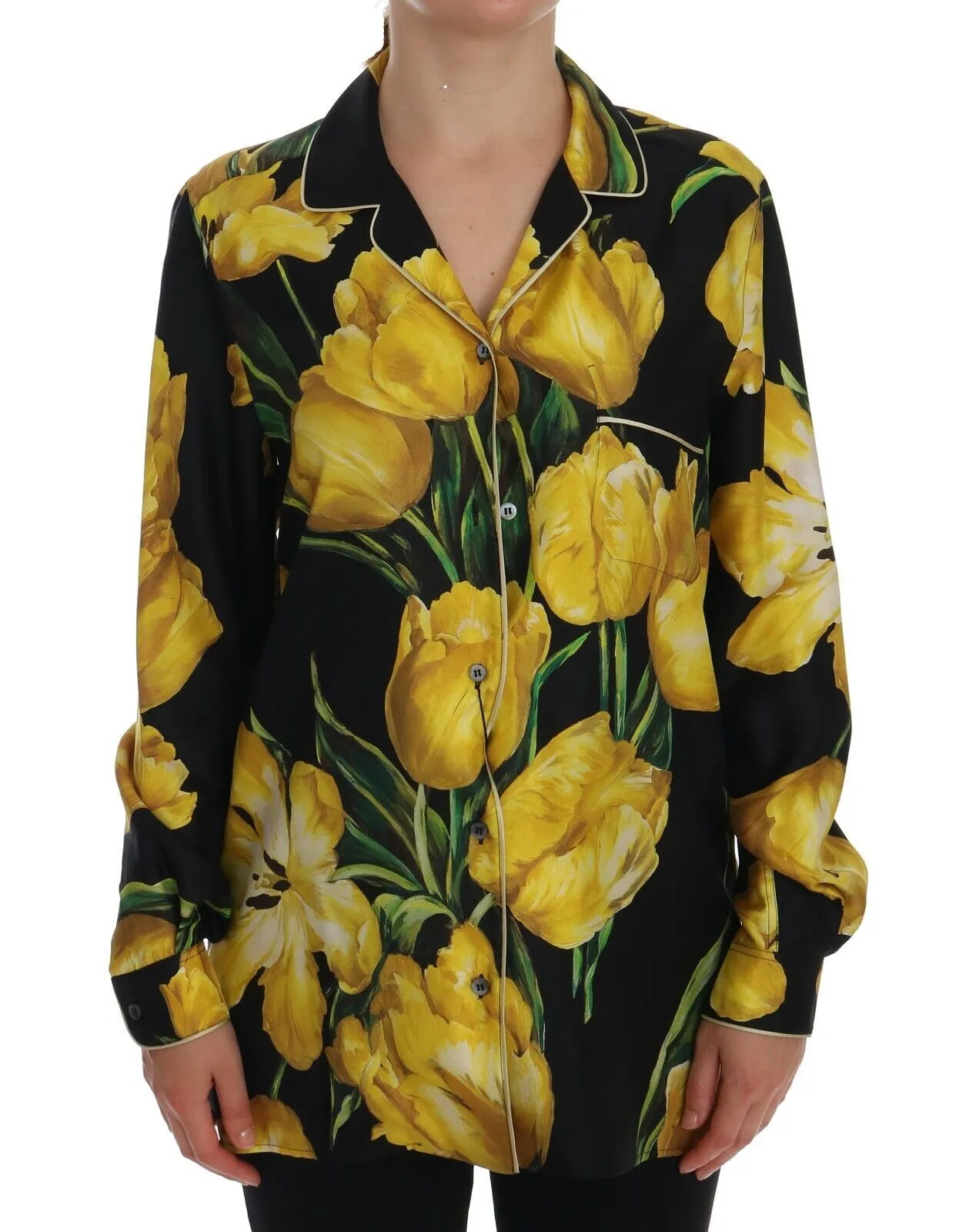 Dolce & Gabbana Women's Floral Silk Pajama-Style Blouse