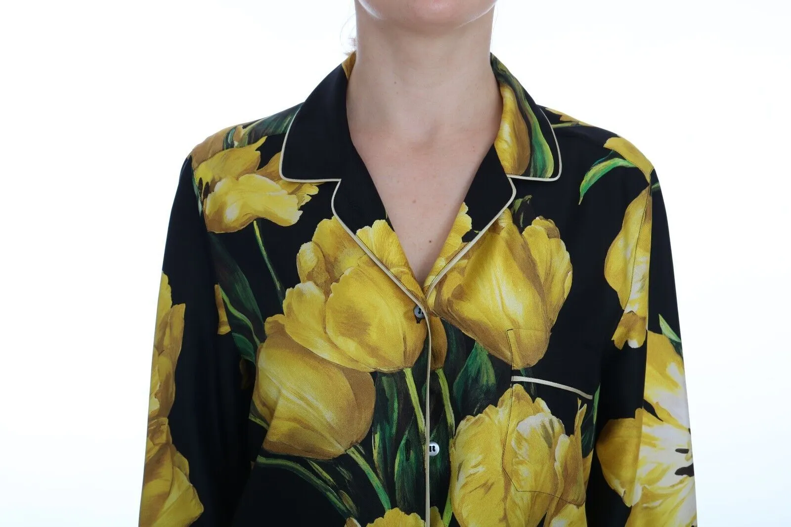 Dolce & Gabbana Women's Floral Silk Pajama-Style Blouse