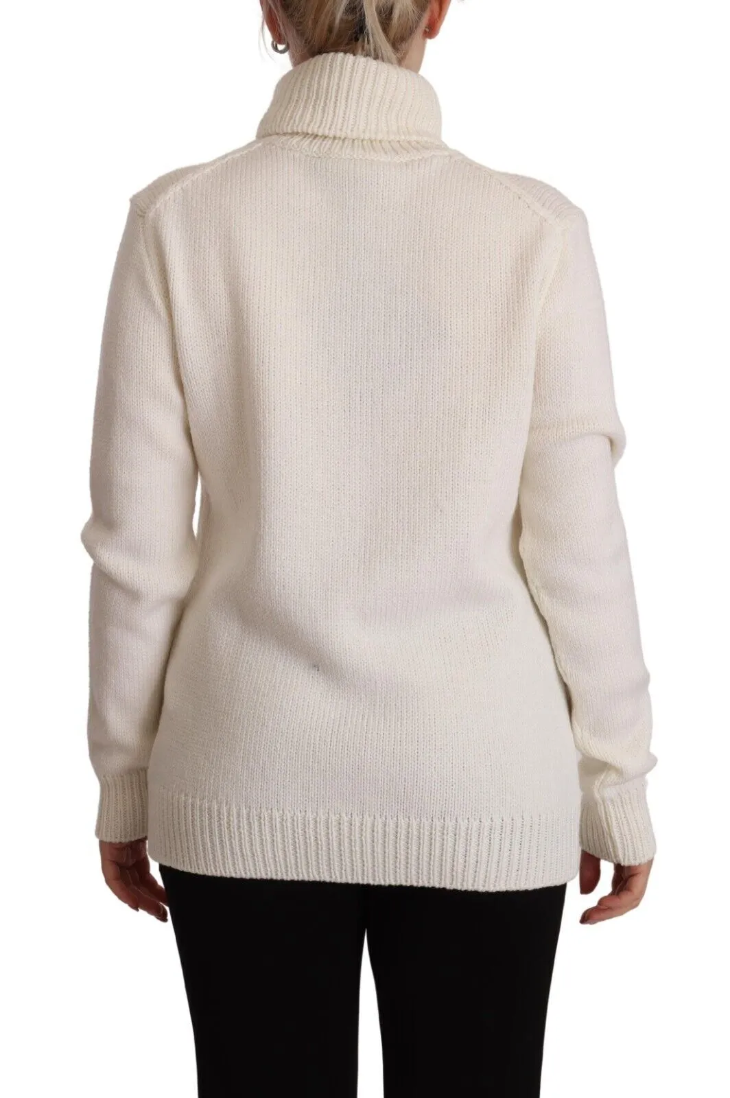 Dolce & Gabbana Women's Elegant Floral Embroidered Wool Turtleneck