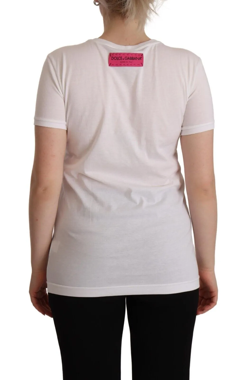 Dolce & Gabbana Women's Elegant Floral Crystal-Embellished White Tee
