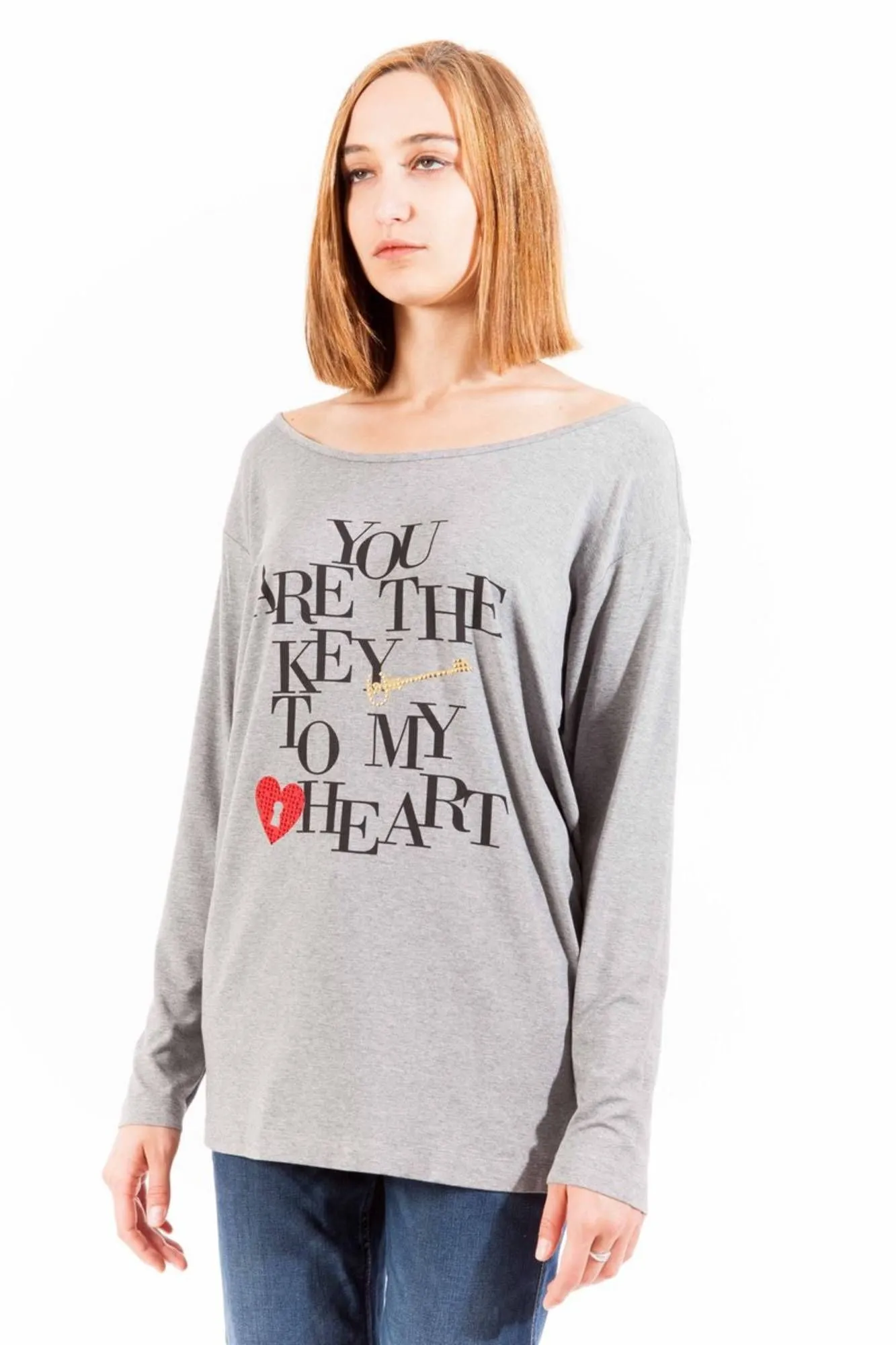 Love Moschino Gray Cotton Women Top