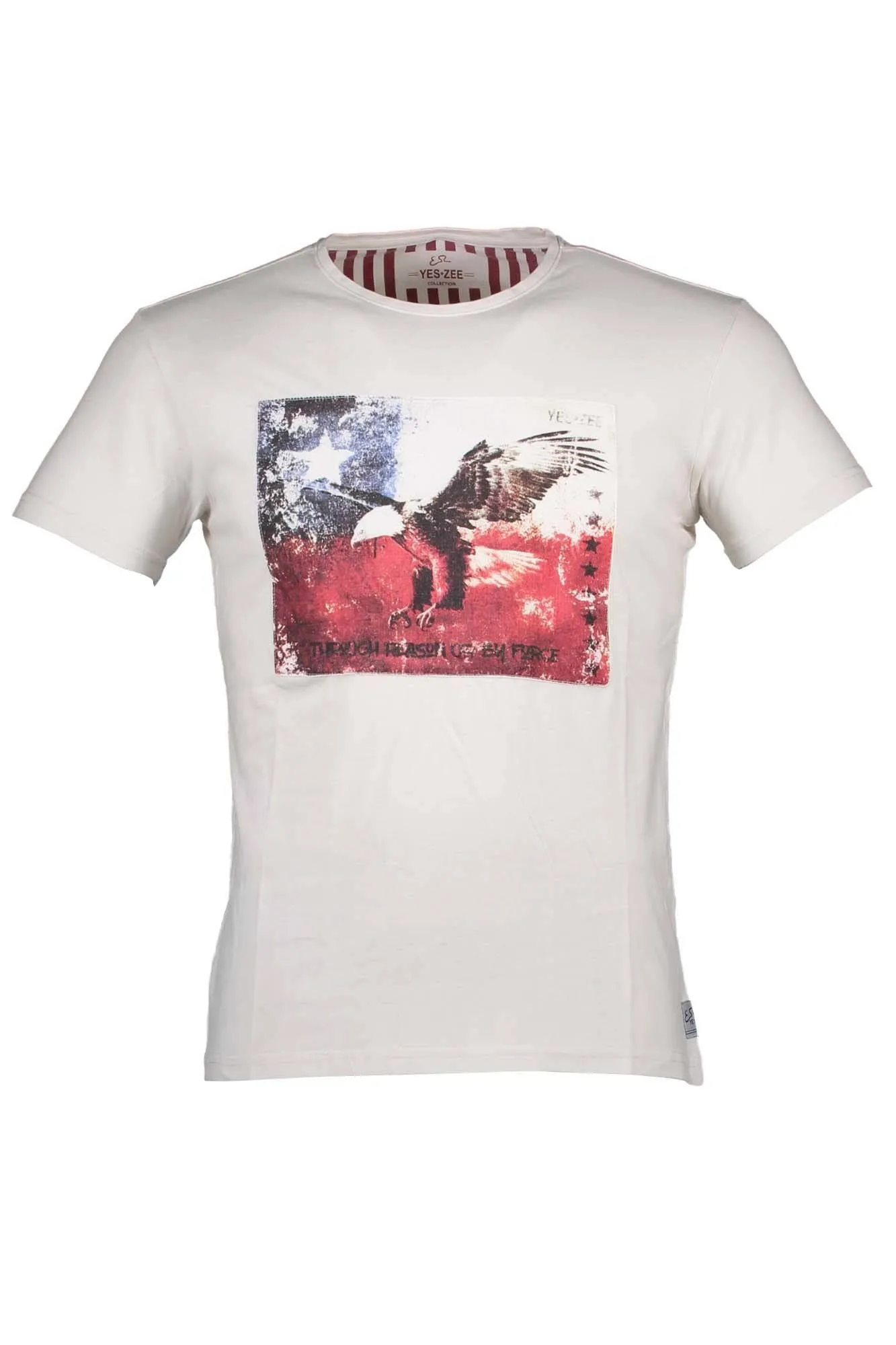 Yes Zee White Cotton Men T-Shirt
