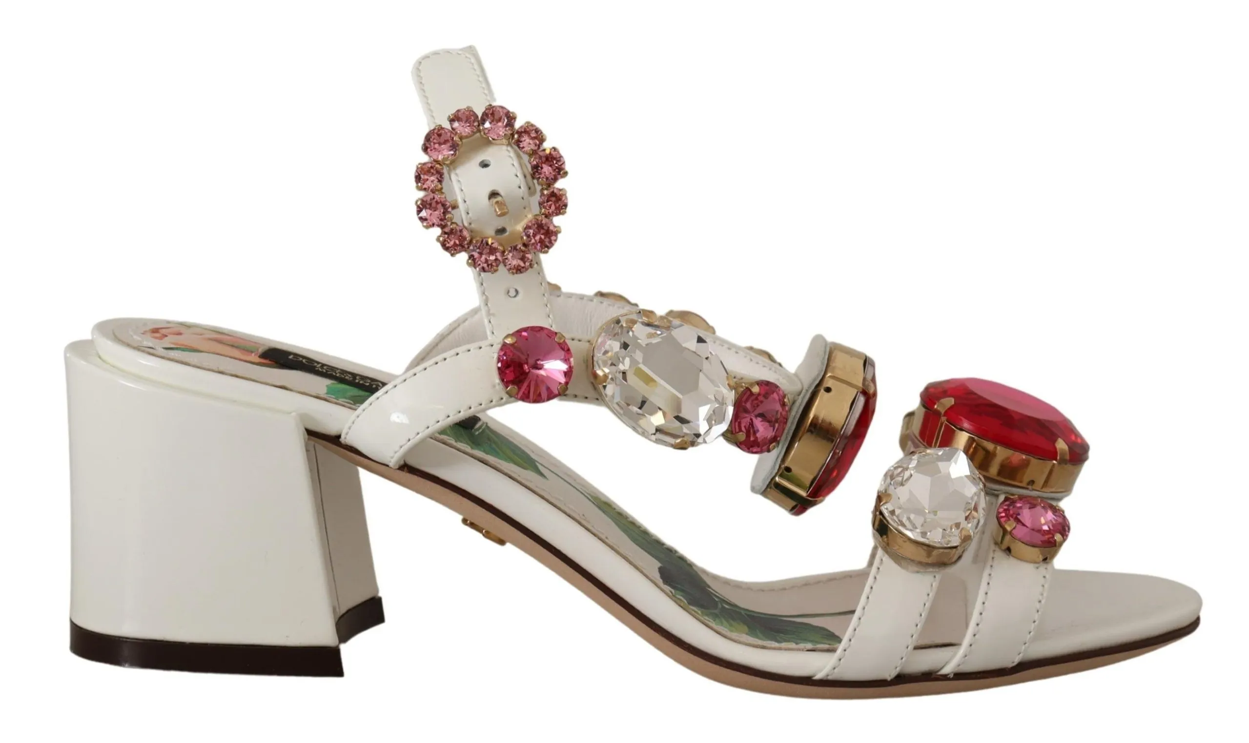 Dolce & Gabbana Women's Elegant Strappy Sandals with Pink Roses and Crystals