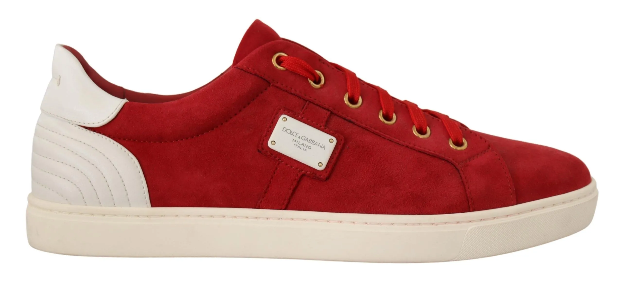 Dolce & Gabbana Men's Elegant Red Leather & Suede Sneakers