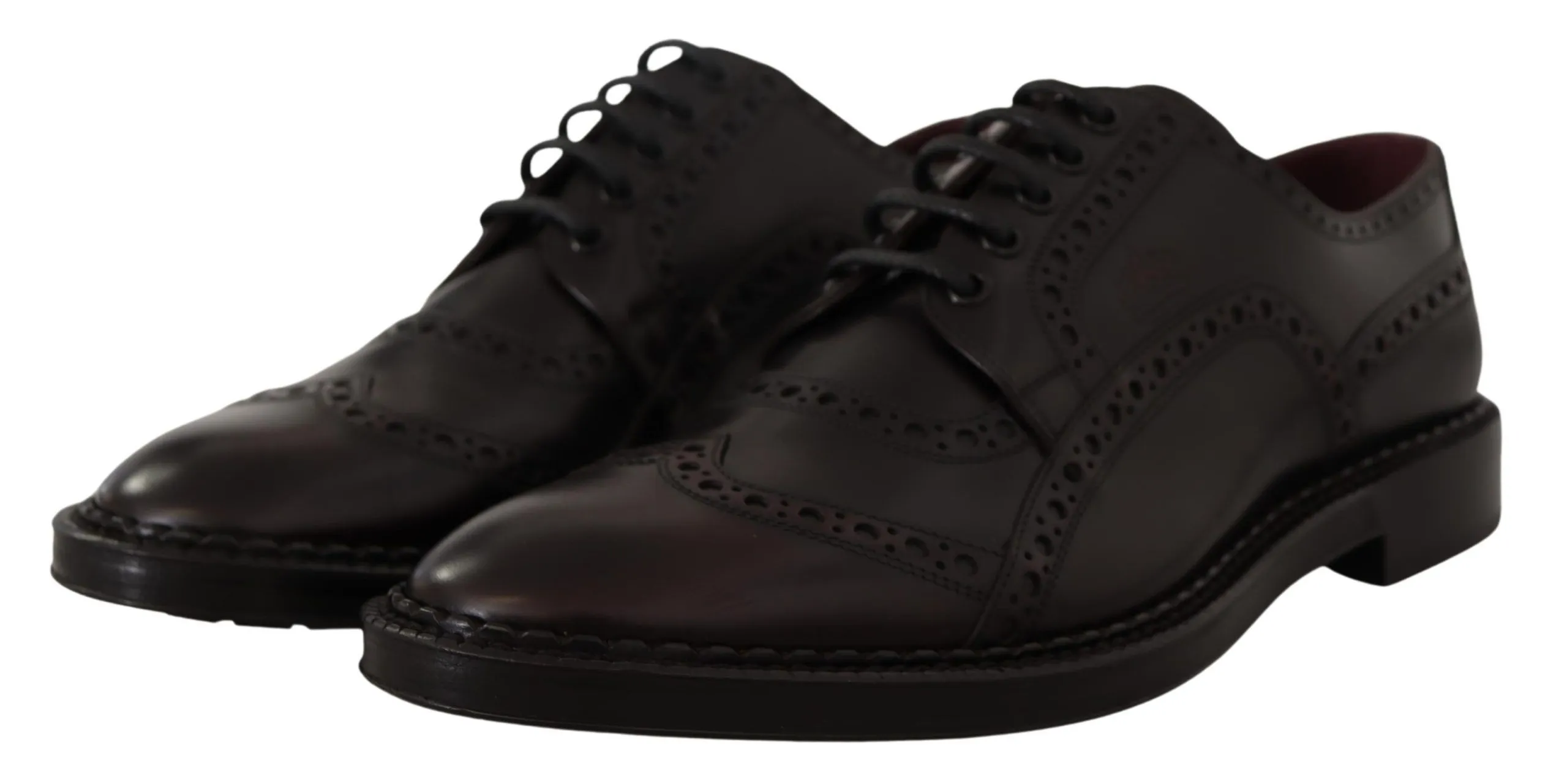 Dolce & Gabbana Men's Elegant Purple Leather Derby Formal Shoes