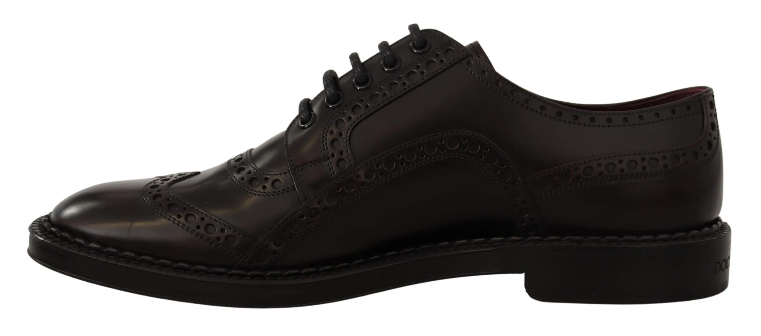 Dolce & Gabbana Men's Elegant Purple Leather Derby Formal Shoes