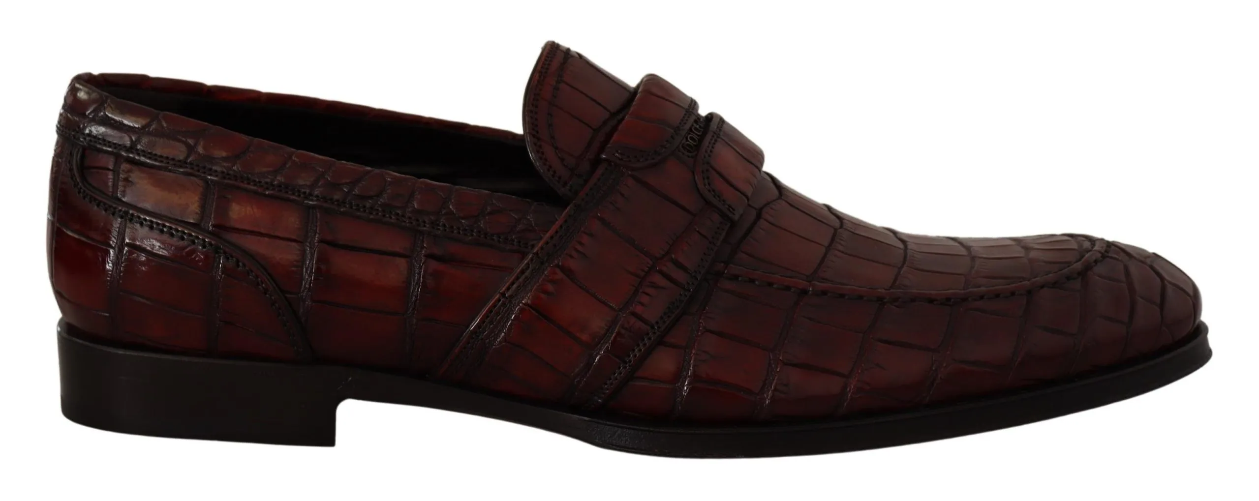 Dolce & Gabbana Men's Exotic Croc Leather Bordeaux Loafers