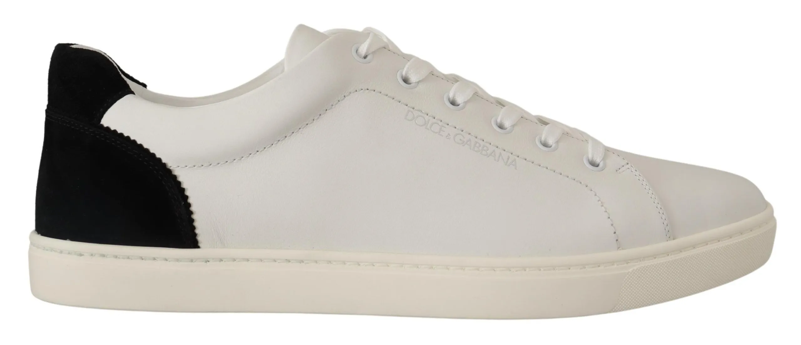Dolce & Gabbana Men's Elegant White Leather Low-Top Sneakers