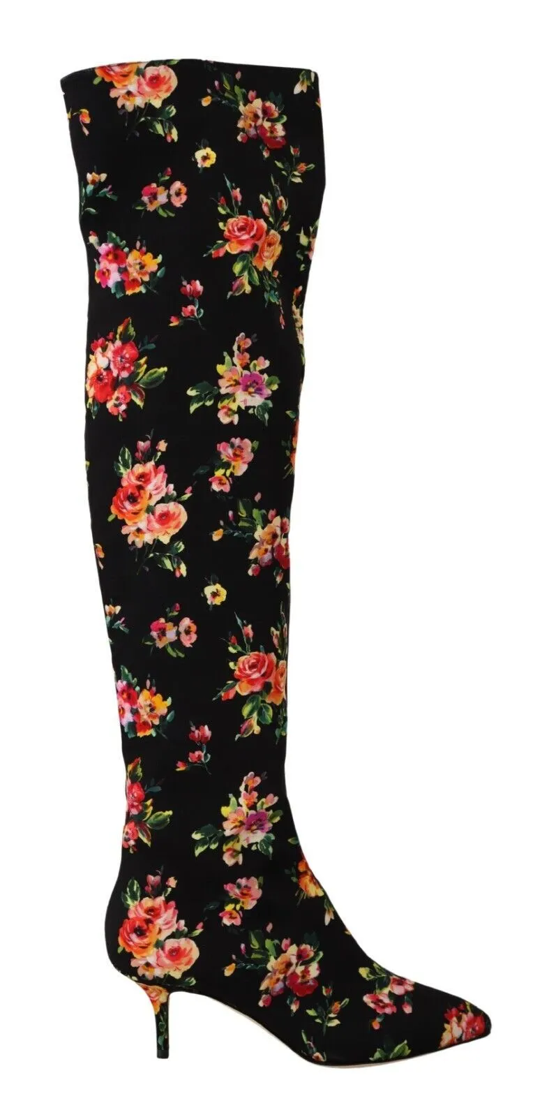 Dolce & Gabbana Women's Floral Charmeuse Knee High Boots