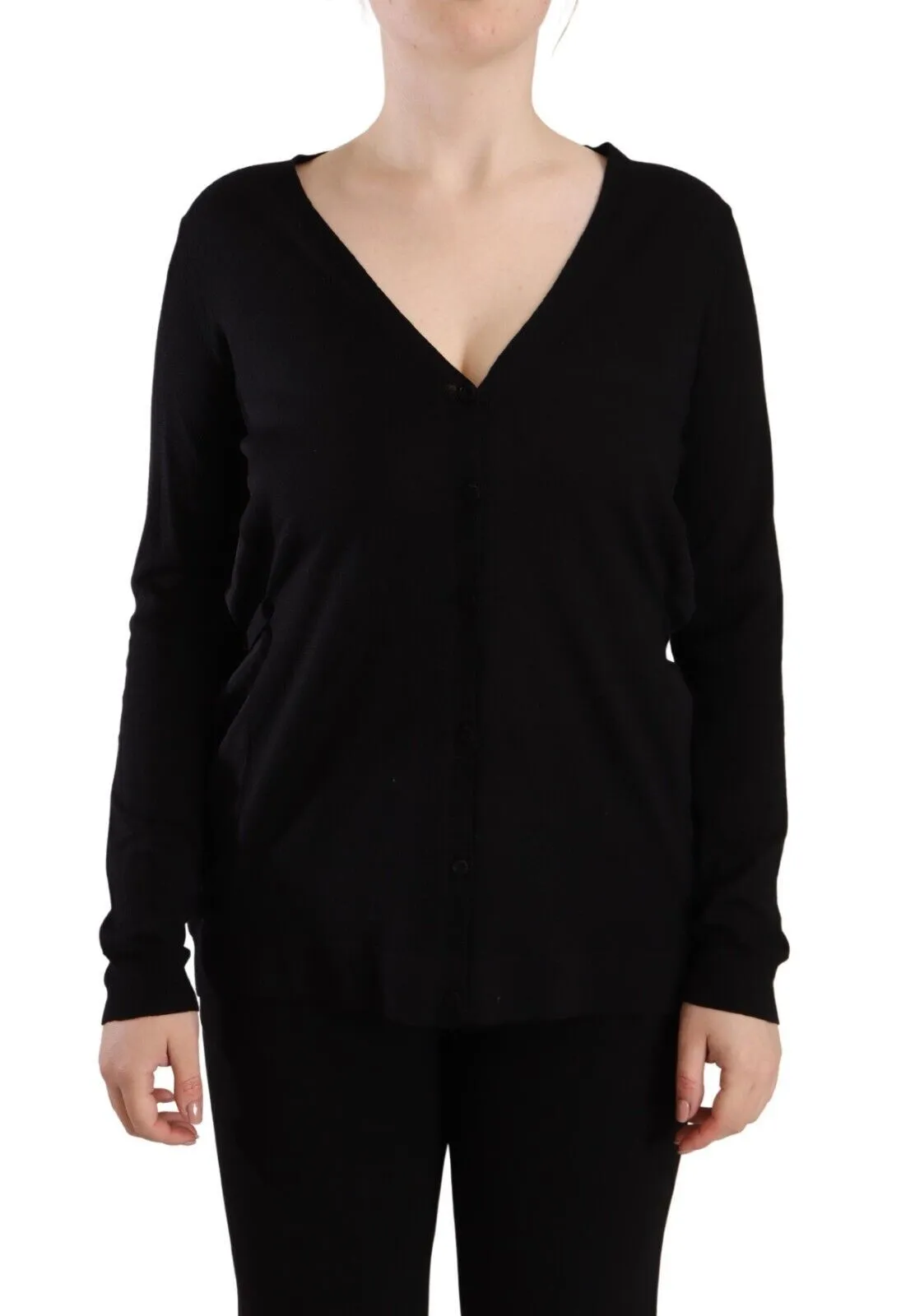Dolce & Gabbana Women's Elegant Black V-Neck Wool Pullover