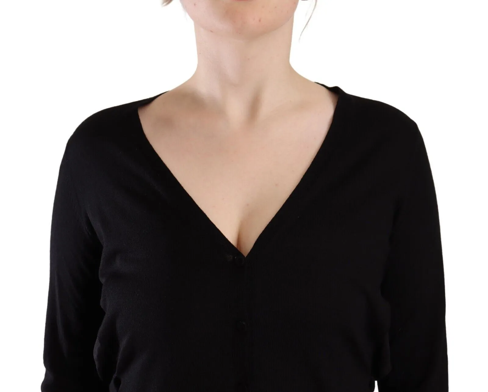Dolce & Gabbana Women's Elegant Black V-Neck Wool Pullover