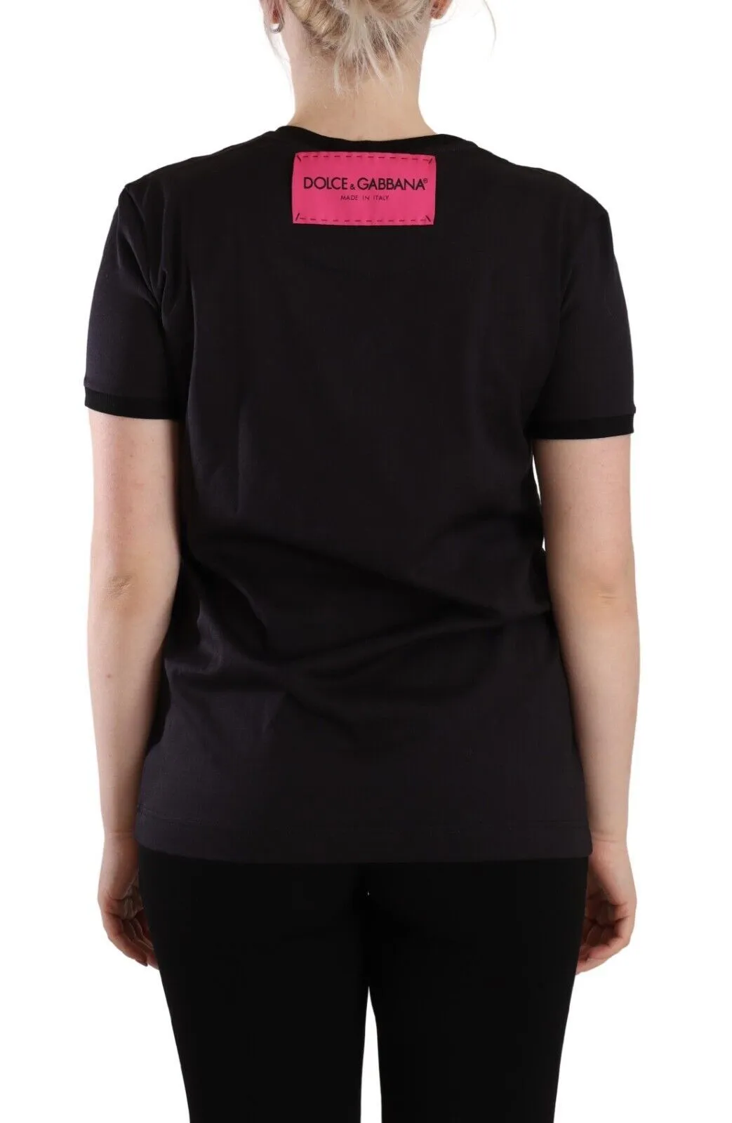 Dolce & Gabbana Women's Chic Black Crew Neck Logo Tee